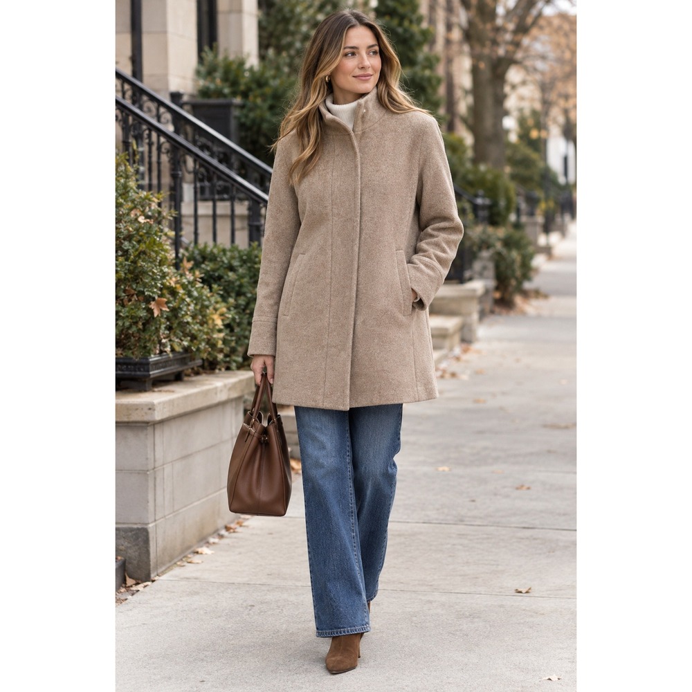 J.Crew Stadium Cloth Cocoon Coat Women 6 Camel Tan Wool Blend Nello Gori